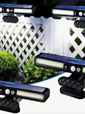 Solar-Powered Outdoor LED Clip Light - Black